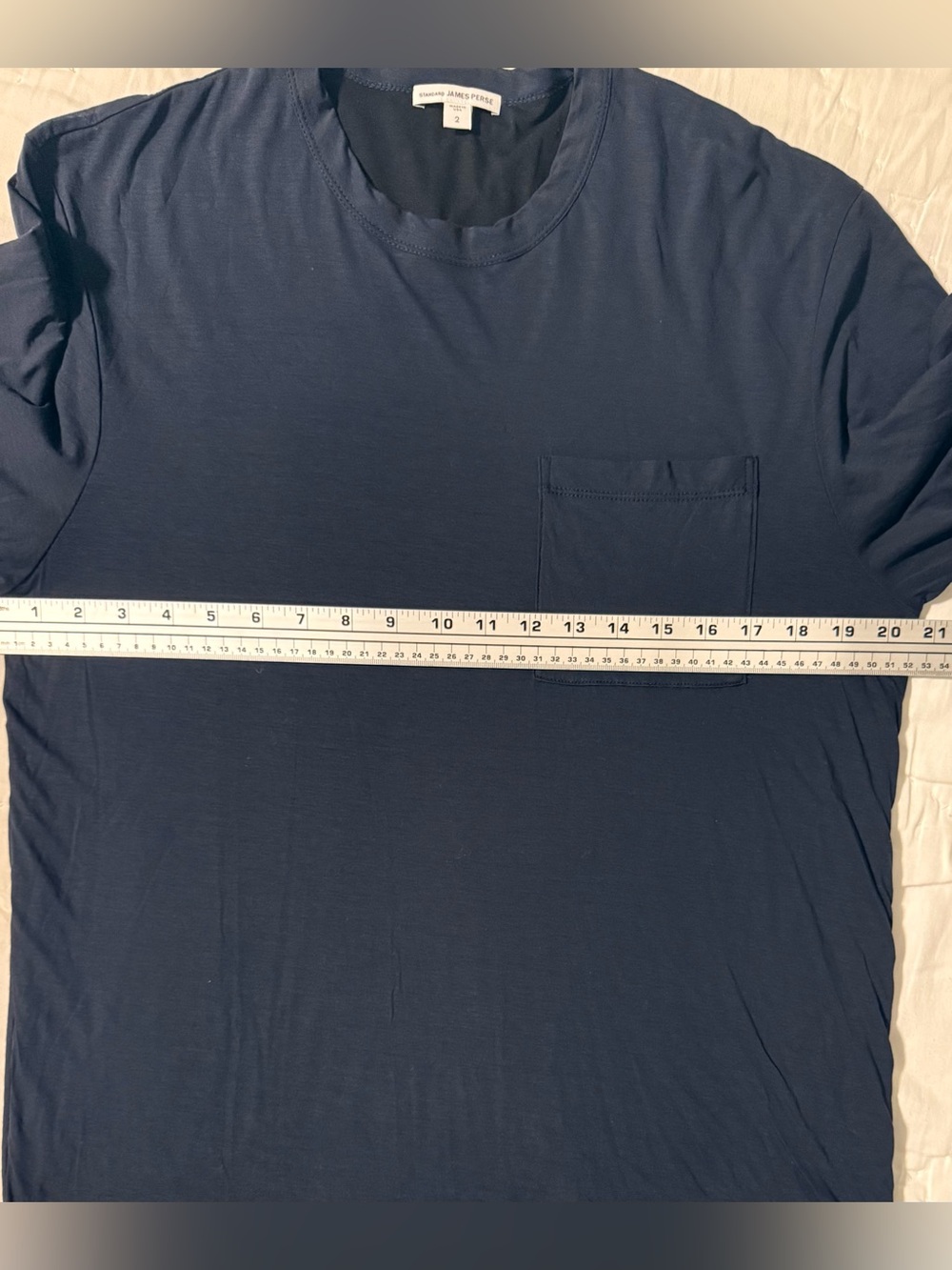 James Perse Standard Pocket Tee Navy Blue Crew Neck T-Shirt Size 2 Made USA - Picture 6 of 10